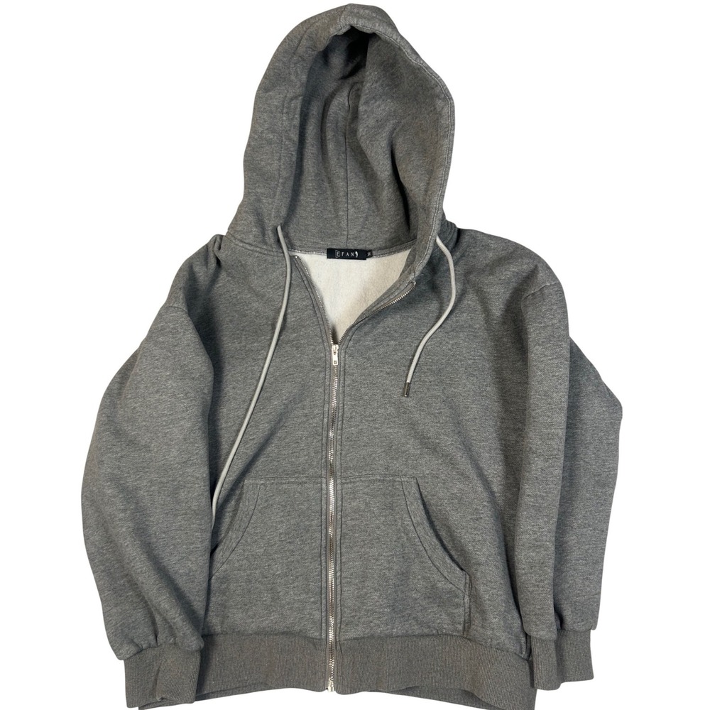 EFAN Men's Gray‎ Zip Up Hoodie Sweatshirt Size M Polyester Cotton Blend Casual
